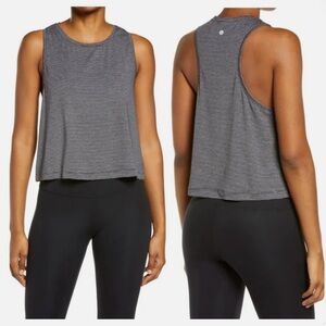 Zella Womens Work For It Stripe Tank Top Large Black